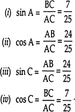 
Let AB = 24 cmBC = 7cm Using Pythagoras theorem, we haveAC2 = AB2 +