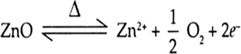 
On heating, zinc oxide loses oxygenThe excess zinc ions are accomodat