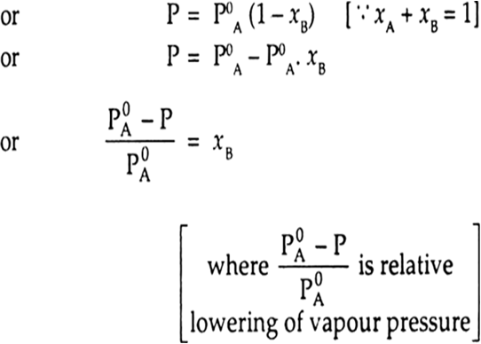 
If the non volatile solute is present in the solution, the vapour pre
