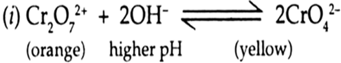 
when pH is increased, i.e., solution is more basic, orange coloured d