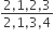fraction numerator 2 comma 1 comma 2 comma 3 over denominator 2 comma 1 comma 3 comma 4 end fraction