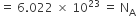 equals space 6.022 space cross times space 10 to the power of 23 space equals space straight N subscript straight A