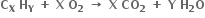 bold C subscript bold X bold space bold H subscript bold Y bold space bold plus bold space bold X bold space bold O subscript bold 2 bold space bold rightwards arrow bold space bold X bold space bold CO subscript bold 2 bold space bold plus bold space bold Y bold space bold H subscript bold 2 bold O