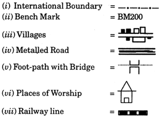 conventional symbols used in maps Draw The Conventional Signs And Symbols For The Following Features conventional symbols used in maps