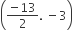 open parentheses fraction numerator negative 13 over denominator 2 end fraction. space minus 3 close parentheses