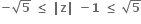 bold minus square root of bold 5 bold space bold less or equal than bold space bold vertical line bold z bold vertical line bold space bold minus bold 1 bold space bold less or equal than bold space square root of bold 5