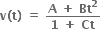 bold v bold left parenthesis bold t bold right parenthesis bold space bold equals bold space fraction numerator bold A bold space bold plus bold space bold Bt to the power of bold 2 over denominator bold 1 bold space bold plus bold space bold Ct end fraction