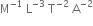 straight M to the power of negative 1 end exponent space straight L to the power of negative 3 end exponent space straight T to the power of negative 2 end exponent space straight A to the power of negative 2 end exponent
