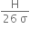 fraction numerator straight H over denominator 26 space straight sigma end fraction