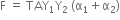 straight F space equals space TAY subscript 1 straight Y subscript 2 space left parenthesis straight alpha subscript 1 plus straight alpha subscript 2 right parenthesis