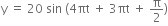 straight y space equals space 20 space sin space left parenthesis 4 πt space plus space 3 πt space plus space straight pi over 2 right parenthesis