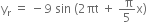 straight y subscript straight r space equals space minus 9 space sin space left parenthesis 2 πt space plus space fraction numerator space straight pi over denominator 5 end fraction straight x right parenthesis