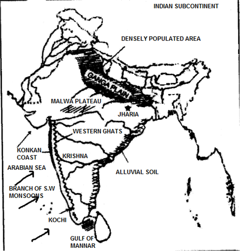 Mark the Following in the Outline Map of India Supplied to 