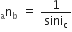 straight n presubscript straight a subscript straight b space equals space 1 over sini subscript straight c