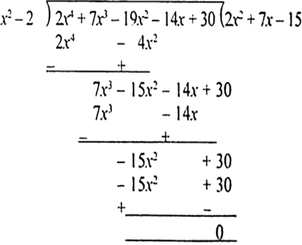 Find All The Other Zeroes Of The Polynomial P X 2x 4 7x 2 19x 2 14x 30 If Two Zeroes Are 2 And 2