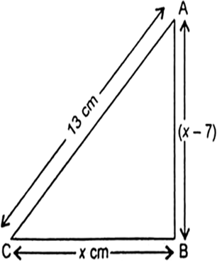 
Let the base (BC) of the right triangle = x cmSo, altitude (AB) = (x 