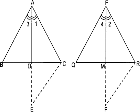 
Given: Triangle ABC and ∆PQR in which AD and PM are medians drawn o