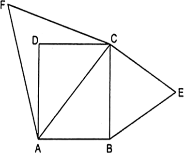 
Given: ABCD is a square and AC is a diagonal. Two equilateral triangl