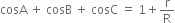 cosA space plus space cosB space plus space cosC space equals space 1 plus straight r over straight R