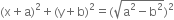 left parenthesis straight x plus straight a right parenthesis squared plus left parenthesis straight y plus straight b right parenthesis squared equals left parenthesis square root of straight a squared minus straight b squared end root right parenthesis squared