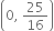 open parentheses 0 comma space 25 over 16 close parentheses
