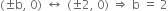 left parenthesis plus-or-minus straight b comma space 0 right parenthesis space left right arrow space left parenthesis plus-or-minus 2 comma space 0 right parenthesis space rightwards double arrow space straight b space equals space 2