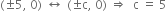 left parenthesis plus-or-minus 5 comma space 0 right parenthesis space left right arrow space left parenthesis plus-or-minus straight c comma space 0 right parenthesis space rightwards double arrow space space straight c space equals space 5