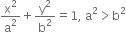straight x squared over straight a squared plus straight y squared over straight b squared equals 1 comma space straight a squared greater than straight b squared