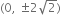 left parenthesis 0 comma space plus-or-minus 2 square root of 2 right parenthesis