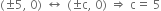 left parenthesis plus-or-minus 5 comma space 0 right parenthesis space left right arrow space left parenthesis plus-or-minus straight c comma space 0 right parenthesis space rightwards double arrow space straight c equals space 5