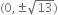 left parenthesis 0 comma plus-or-minus square root of 13 right parenthesis