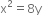 straight x squared equals 8 straight y