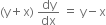 left parenthesis straight y plus straight x right parenthesis space dy over dx space equals space straight y minus straight x