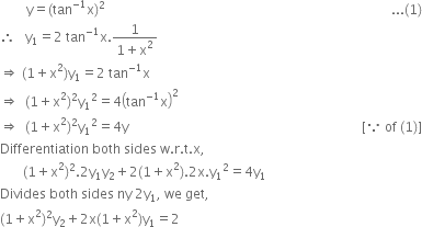 If Y Tan 1 X 2 Then Prove That 1 X2 2 Y2 2x 1 X2 Y1 2 From Mathematics Continuity And Differentiability Class 12 Up Board