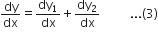 dy over dx equals dy subscript 1 over dx plus dy subscript 2 over dx space space space space space space space space space space... left parenthesis 3 right parenthesis