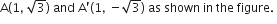 straight A open parentheses 1 comma space square root of 3 close parentheses space and space straight A apostrophe left parenthesis 1 comma space minus square root of 3 right parenthesis space as space shown space in space the space figure. space