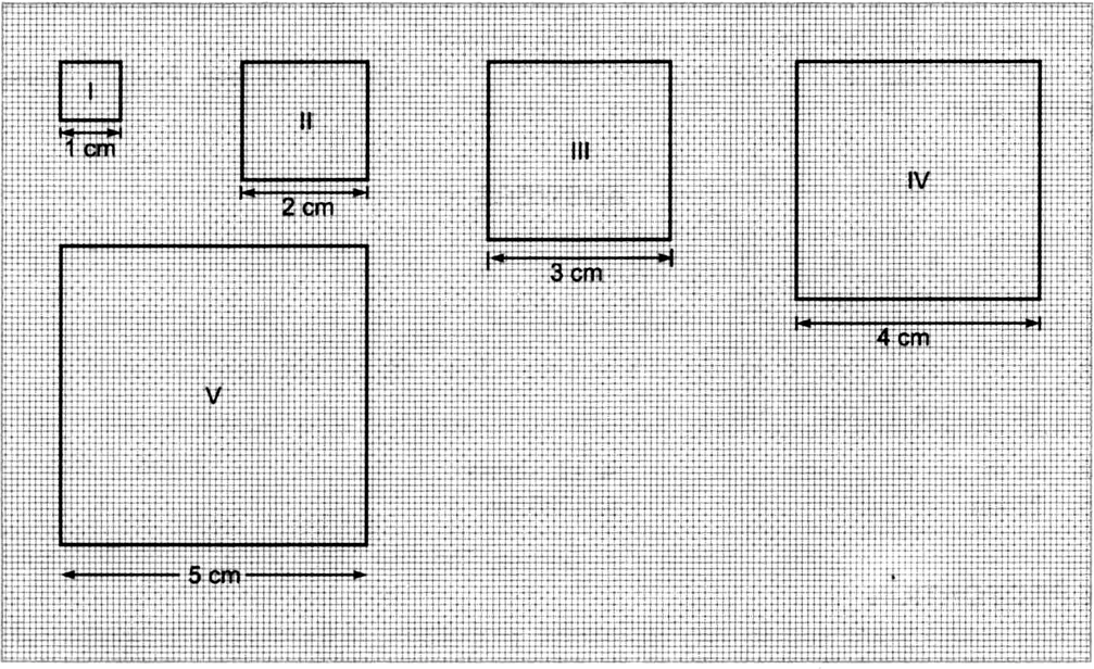 
We draw the following squares I, II, III, IV and V having the length 