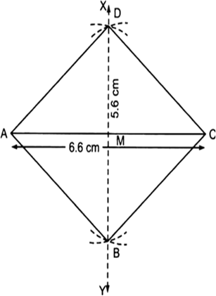 
Steps of construction:I.    Draw a line segment AC = 6.6 cm.II.   
