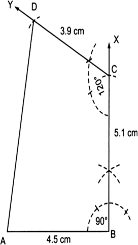 
Steps of construction:I.      Draw a line segment AB = 4.5 cm.II. 