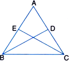 
Given: In an isosceles triangle ABC with AB = AC, BD and CE are two m
