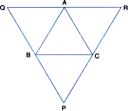 
Given: ∆ABC, lines are drawn through A, B and C parallel respective