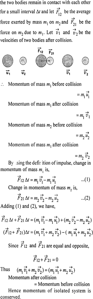 
Law of conservation of momentum:It states that total momentum of syst