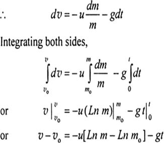 
Let us consider, rocket of mass m0 take off with velocity v0 from g