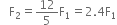 space space space straight F subscript 2 equals 12 over 5 straight F subscript 1 equals 2.4 straight F subscript 1