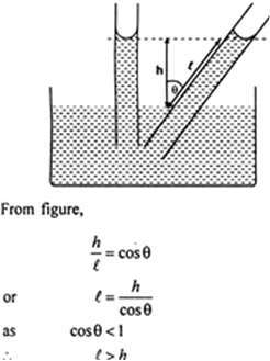 
The vertical height to which the liquid rises in the capillary tube r