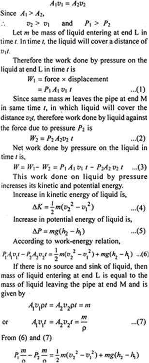 
Statement: For the streamline flow of non-viscous and incompressible 