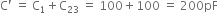 straight C apostrophe space equals space straight C subscript 1 plus straight C subscript 23 space equals space 100 plus 100 space equals space 200 pF