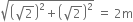 square root of open parentheses square root of 2 close parentheses squared plus open parentheses square root of 2 close parentheses squared end root space equals space 2 straight m