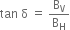 tan space straight delta space equals space straight B subscript straight V over straight B subscript straight H