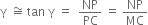 straight gamma space approximately equal to space tan space straight gamma space equals space space NP over PC space equals space NP over MC